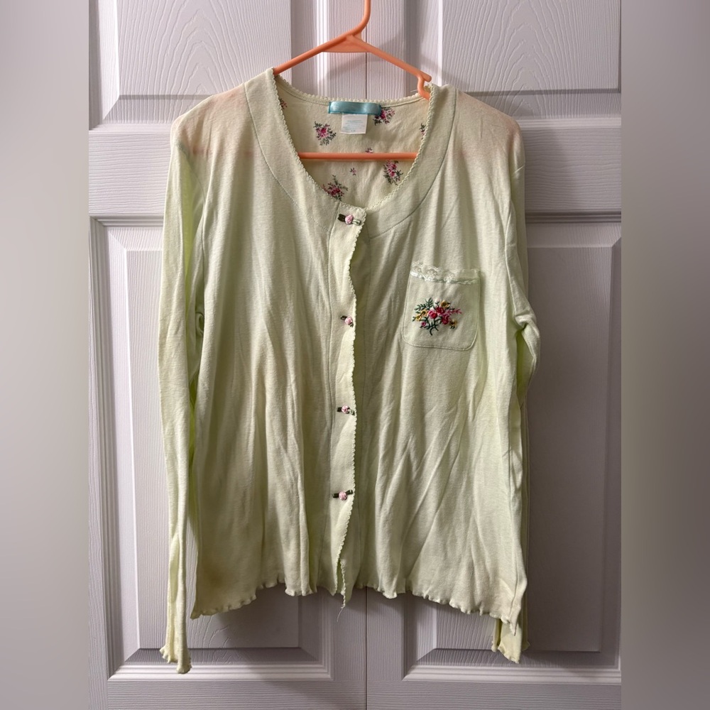 Ava & Bella Light Green Floral Cardigan